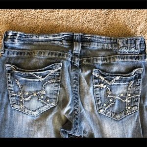 Big Star Sweet Boot Ultra Low Rise Denim Med-Light Wash Factory Distress Sz 31 L